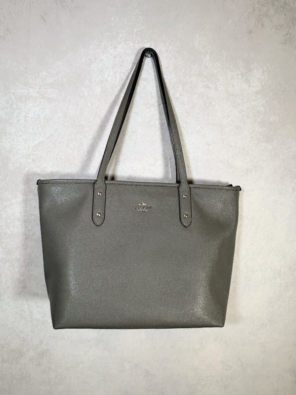 Coach City Zip Clasic Tote Gray Leather Shoulder bag